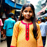 **

A young Bengali girl in a modest, colorful salwar kameez, standing in a vibrant Dhaka street market, fully clothed, appropriate attire, safe for work, perfect anatomy, natural proportions, professional photography, high quality, family-friendly.

**