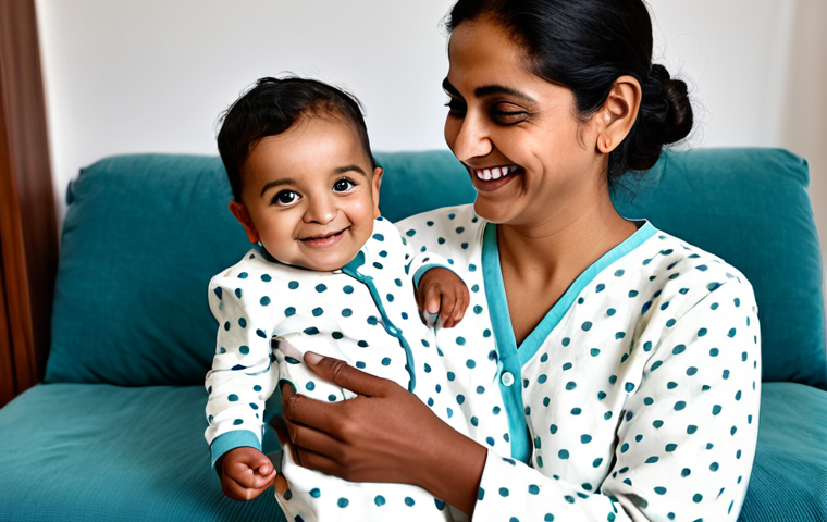 유아복 인기 브랜드 - A toddler girl, fully clothed in a bright, colorful *salwar kameez* with floral designs, playing in ...