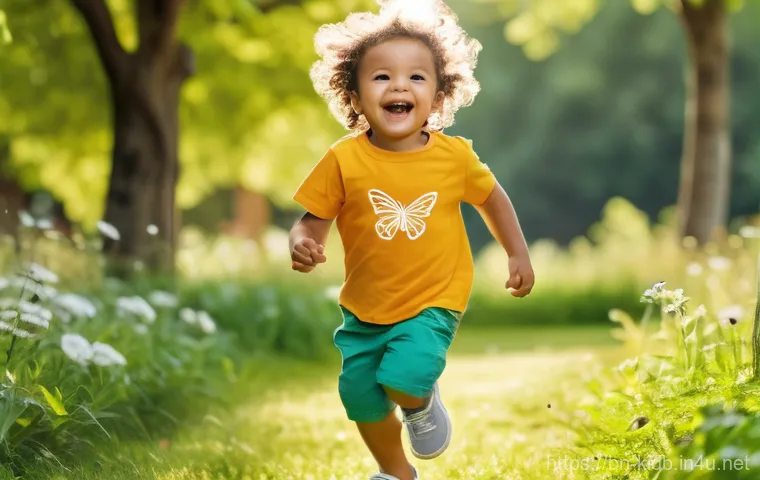 키즈 의류 브랜드의 특징 - **Prompt 1: Serene Baby in Organic Comfort**
    A happy, smiling baby, approximately 8-12 months ol...