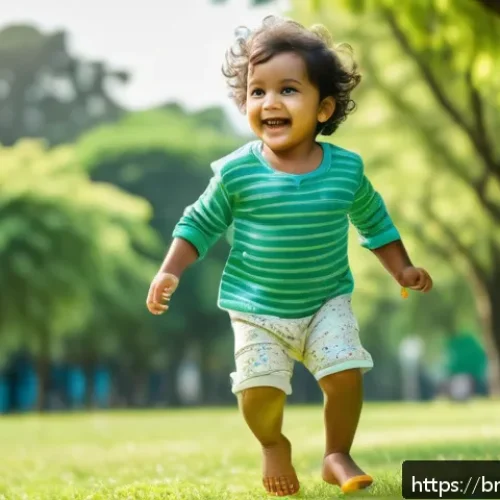 Home 17 키즈 스포츠웨어 브랜드 - A joyful Bengali toddler wearing a soft, lightweight sports outfit made from organic cotton and line...